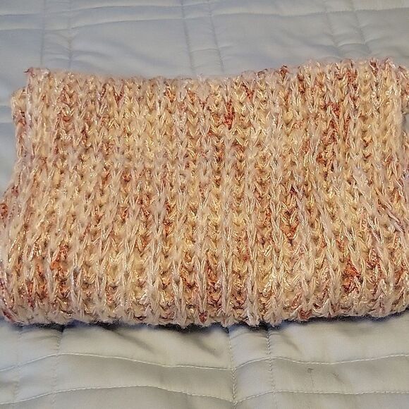 10" x 30" handmade soft pink cream taupe infinity scarf - Picture 6 of 6